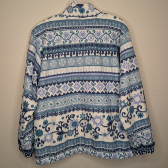 Alfred Dunner Women's L Patterned Fleece Full Zip Sweater - Picture 2 of 14